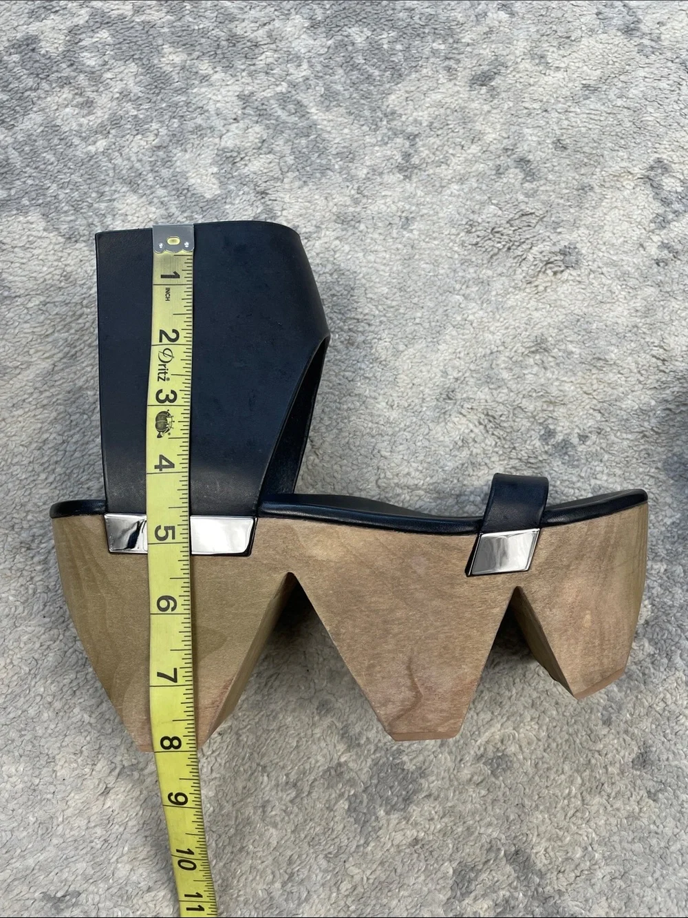 Rare Rick Owens Faun Monster Geta Platform Sandals Black Leather Sz 37 - Picture 14 of 16